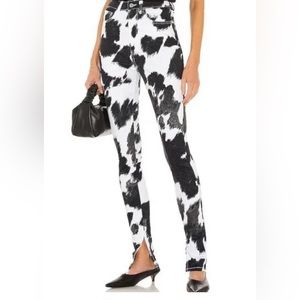 WeWoreWhat Black/White Cowhide Jeans
